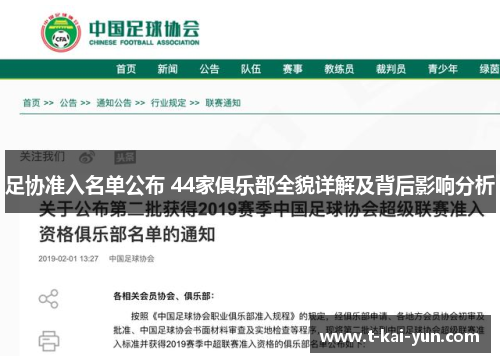 足协准入名单公布 44家俱乐部全貌详解及背后影响分析 足协准入名单公布 44家俱乐部全貌详解及背后影响分析